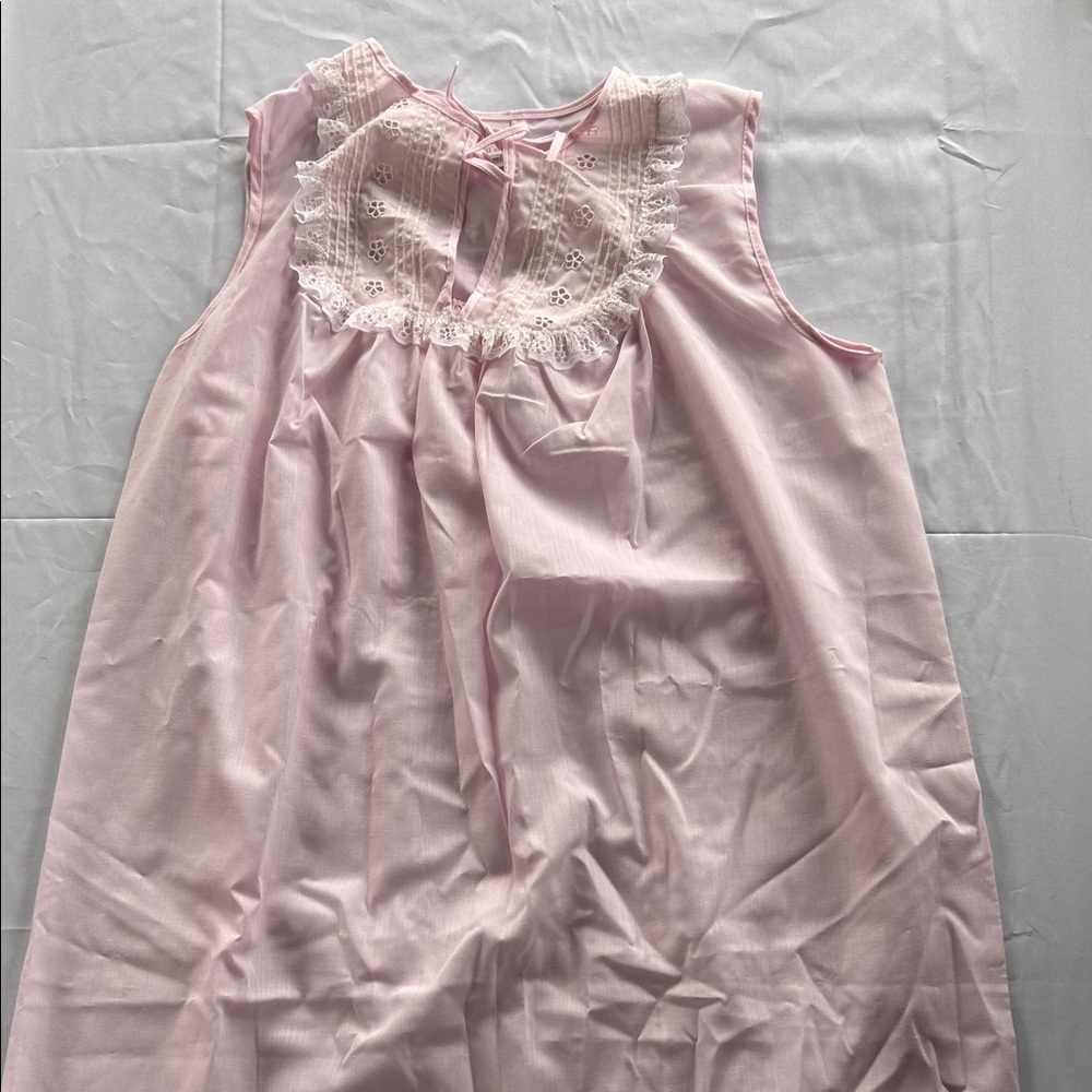 Vtg Sears Pink Lace-Trimmed Nightgown Pajama Prairie Cottagecore Grandmacore